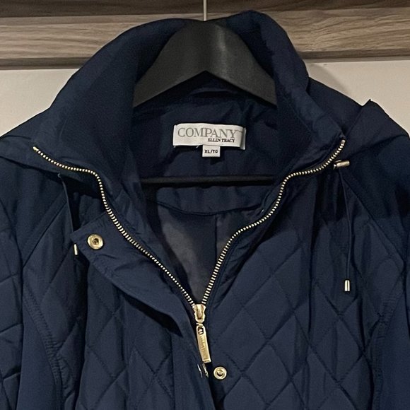 Navy Blue Quilted Coat - Picture 2 of 3